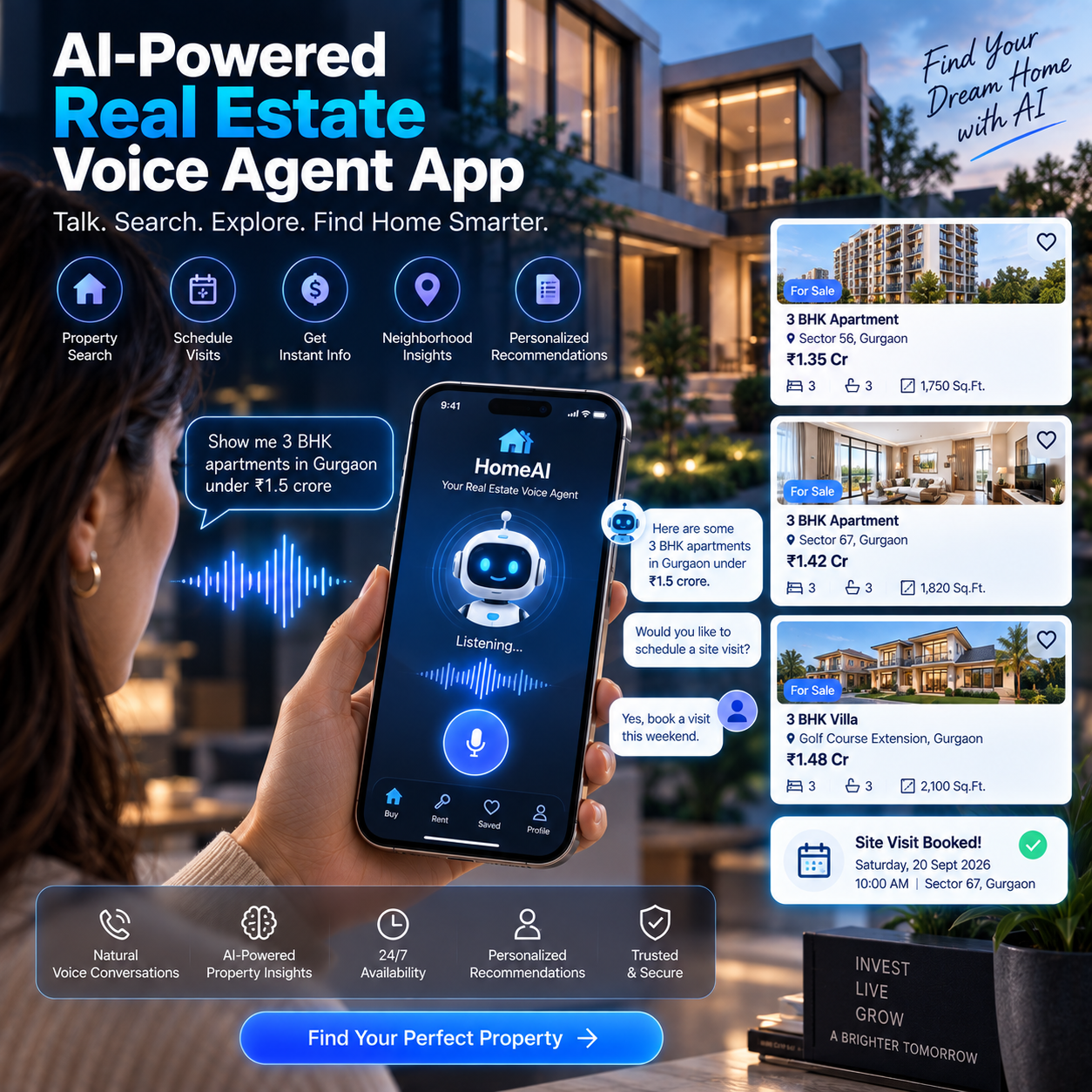 AI powered real estate voice agent app