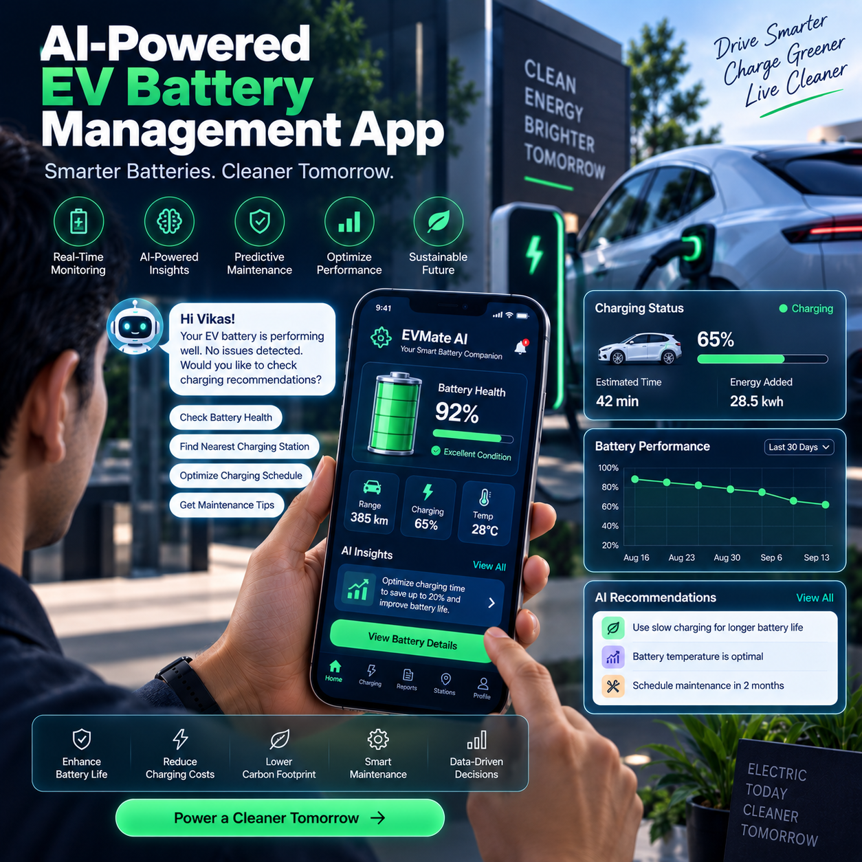 AI powered EV battery management app