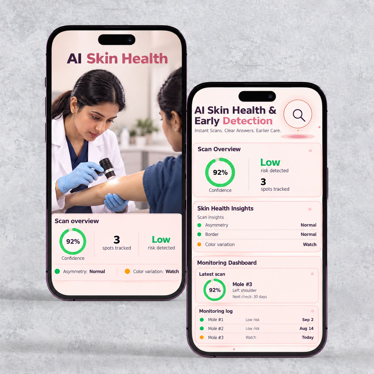 AI skin health and early cancer detection scan screen