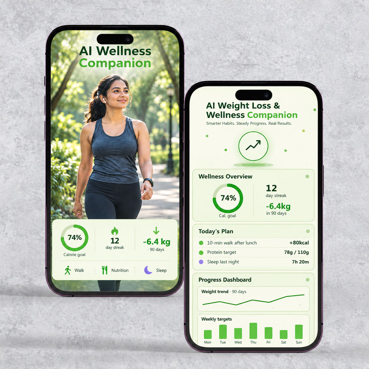 AI weight loss and wellness companion app screen